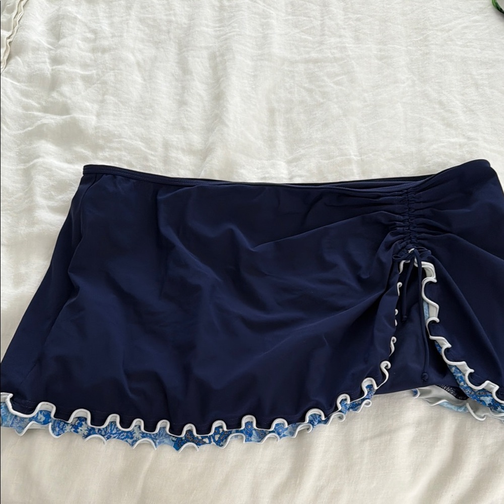 Profile by Gottex Women's Navy Swim Skirt with Ruffle Trim